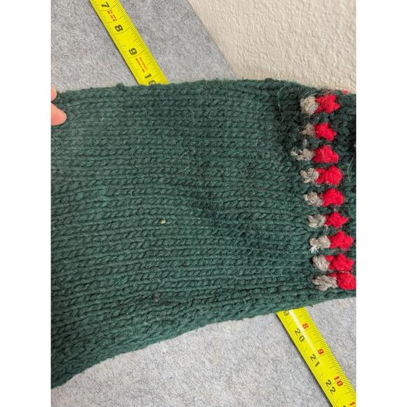 Vintage Rey Wear Wool Sweater Adult One Size Ecuador Knit Green Flower - Picture 3 of 6